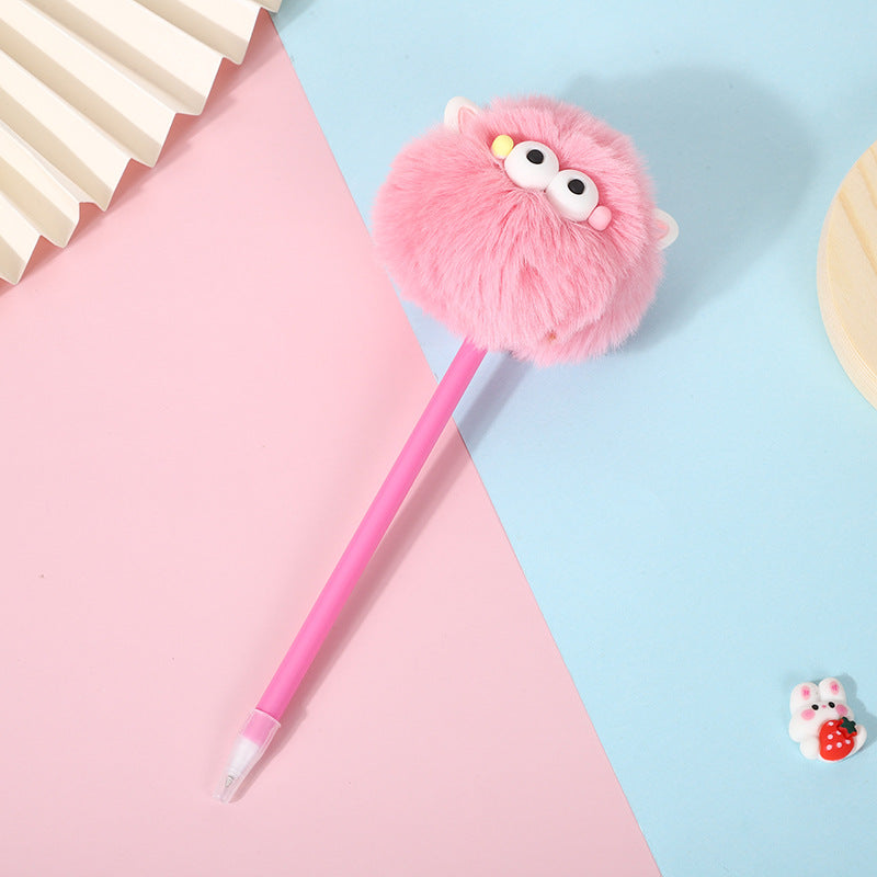 Wholesale Cute Little Monster Hair Ball Pen with Eyes